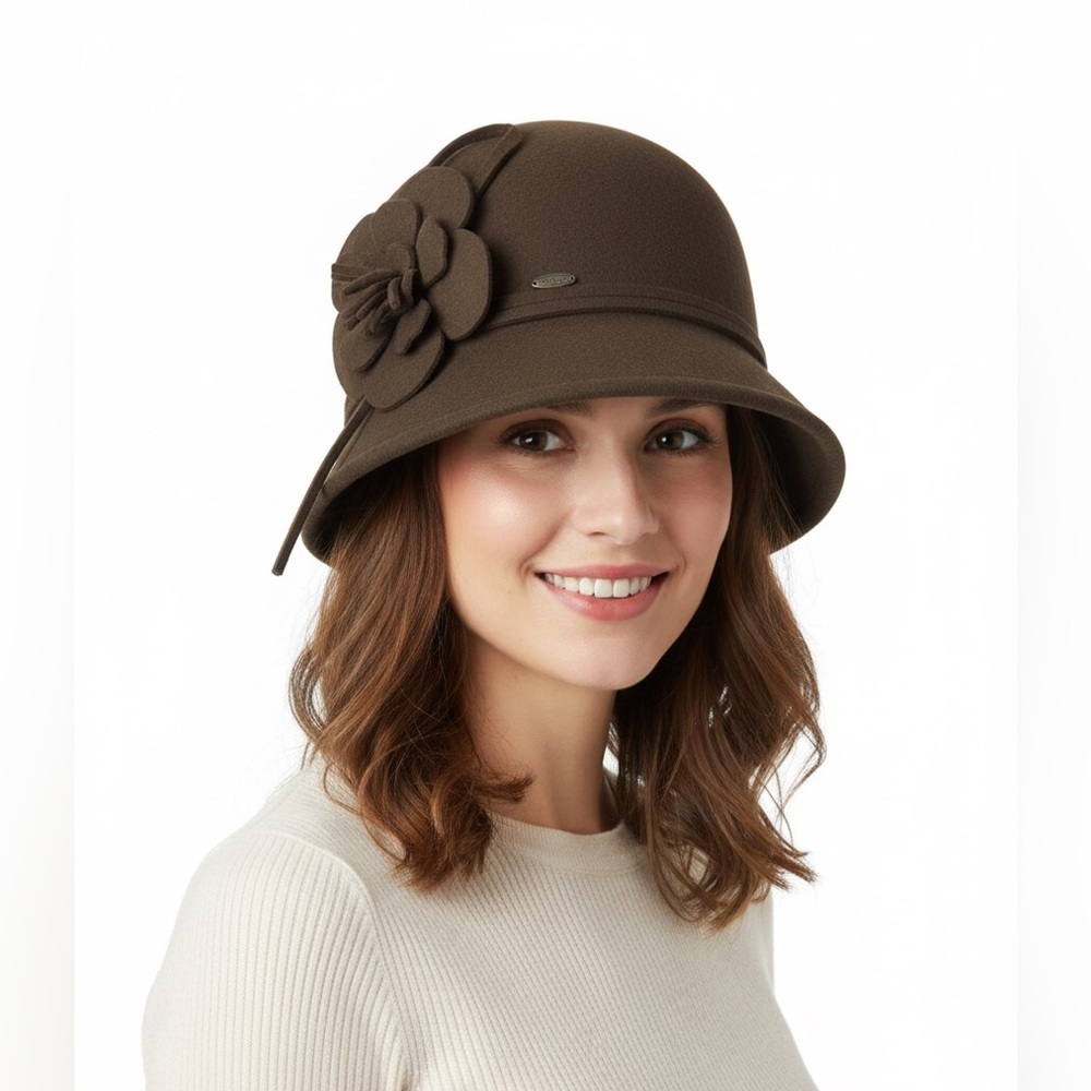 Scala Vintage Style 100% Wool Cloche Hat, Adjustable Band